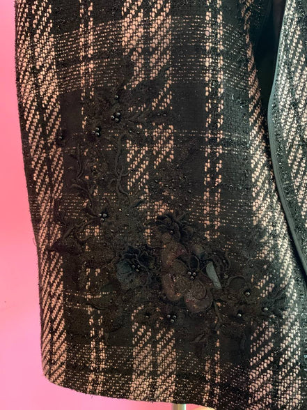 Deauville Gilet tartan nero e lilla