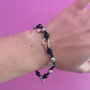 NODINI - Bracciale con onice, cuore e charms