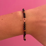 NODINI - Bracciale con onice, cuore e lune