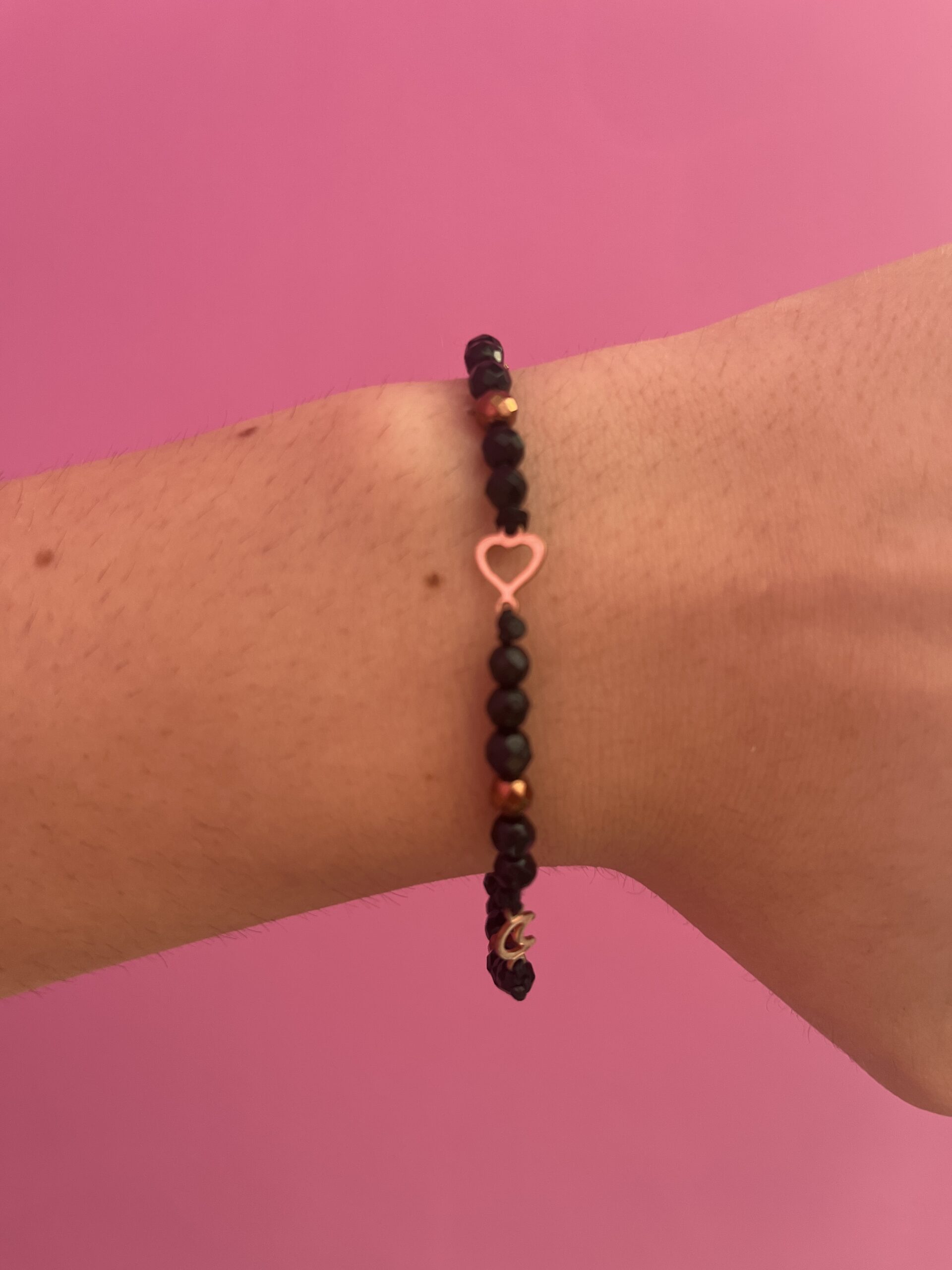 NODINI - Bracciale con onice, cuore e lune