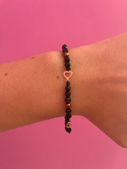 NODINI - Bracciale con onice, cuore e lune