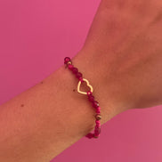 NODINI - Bracciale con giada fucsia e cuore