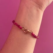 NODINI - Bracciale con giada fucsia e cuore