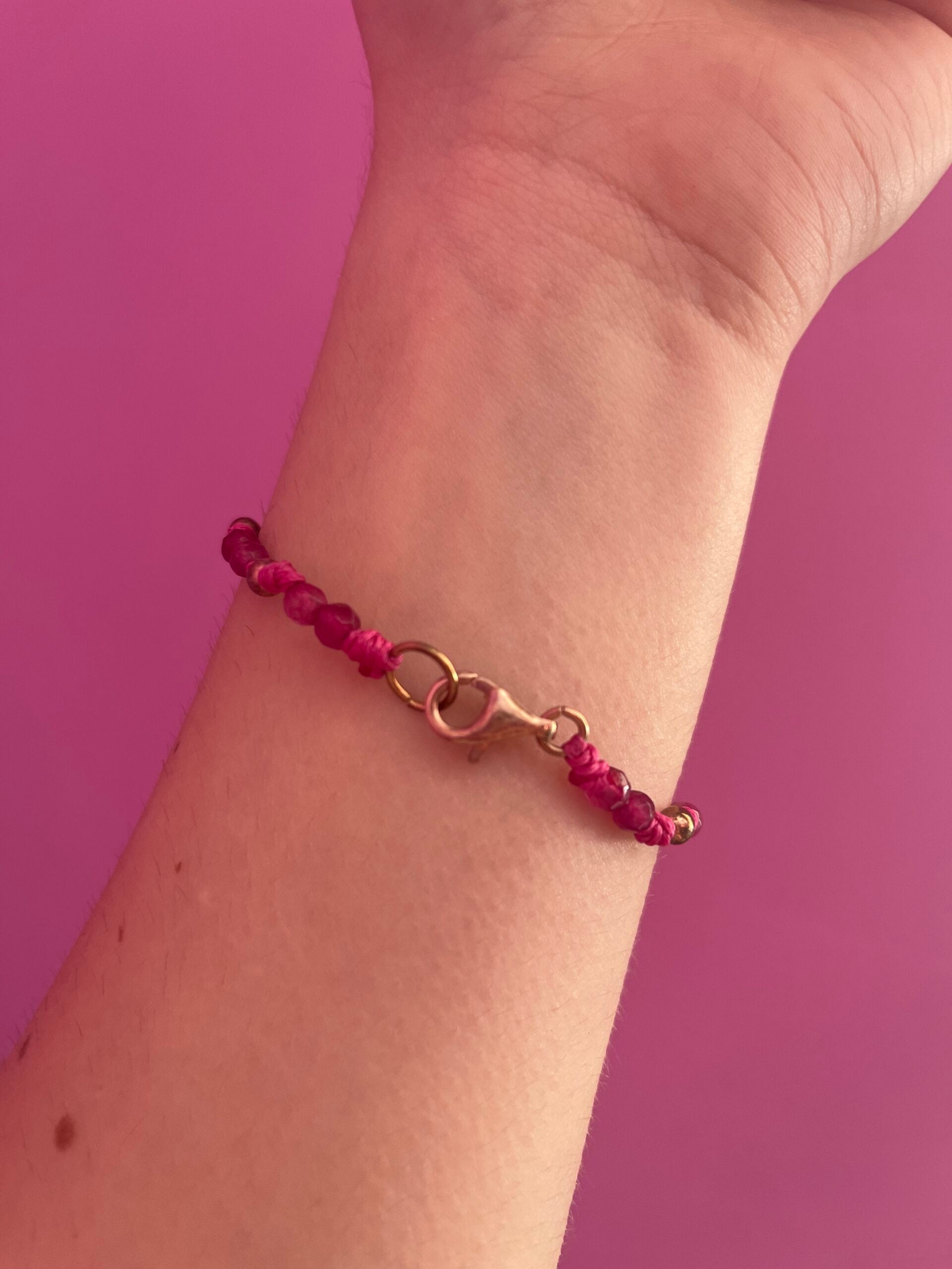 NODINI - Bracciale con giada fucsia e cuore