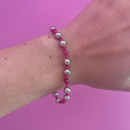 NODINI - Bracciale con giada fucsia e argento 925