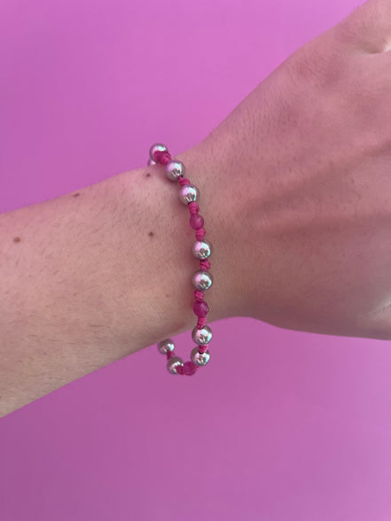 NODINI - Bracciale con giada fucsia e argento 925