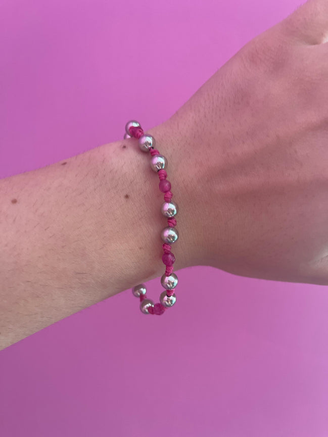 NODINI - Bracciale con giada fucsia e argento 925