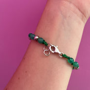 NODINI - Bracciale con giada verde e quadrifoglio