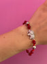 NODINI - Bracciale con giada rossa e elefante