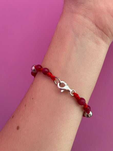 NODINI - Bracciale con giada rossa e elefante