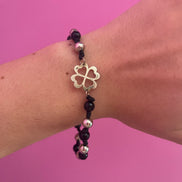 NODINI - Bracciale con onice e quadrifoglio