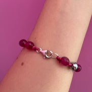 NODINI - Bracciale con giada fucsia e stella