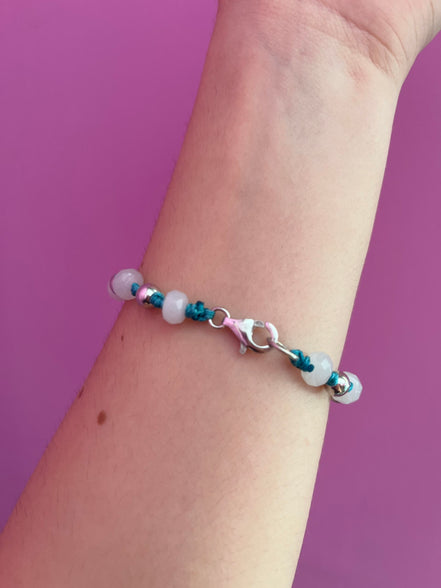 NODINI - Bracciale con cordino azzurro e zirconi