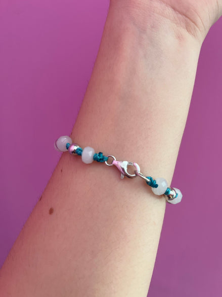 NODINI - Bracciale con cordino azzurro e zirconi