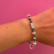NODINI - Bracciale con cordino azzurro e zirconi