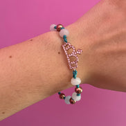 NODINI - Bracciale con cordino azzurro e corona