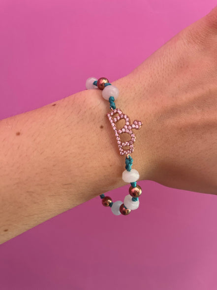 NODINI - Bracciale con cordino azzurro e corona