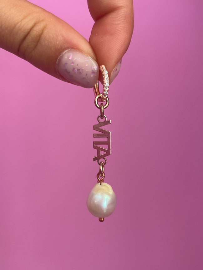 Mono orecchino - VITA argento 925 oro rosa con perla