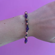 NODINI - Bracciale con ametista e argento 925 placcato oro rosa