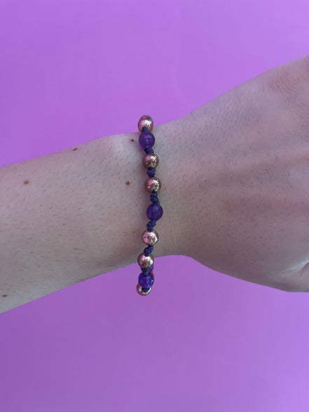 NODINI - Bracciale con ametista e argento 925 placcato oro rosa