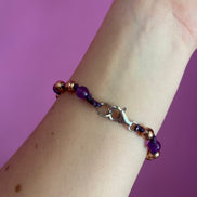 NODINI - Bracciale con ametista e argento 925 placcato oro rosa
