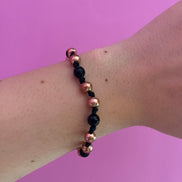 NODINI - Bracciale con onice e argento 925 placcato oro rosa
