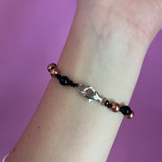 NODINI - Bracciale con onice e argento 925 placcato oro rosa