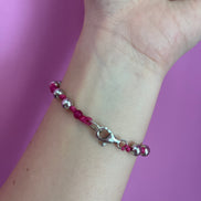 NODINI - Bracciale con giada fucsia e argento 925