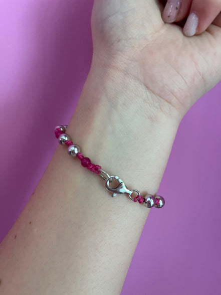 NODINI - Bracciale con giada fucsia e argento 925