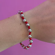 NODINI - Bracciale con sfere in argento 925 e rosso