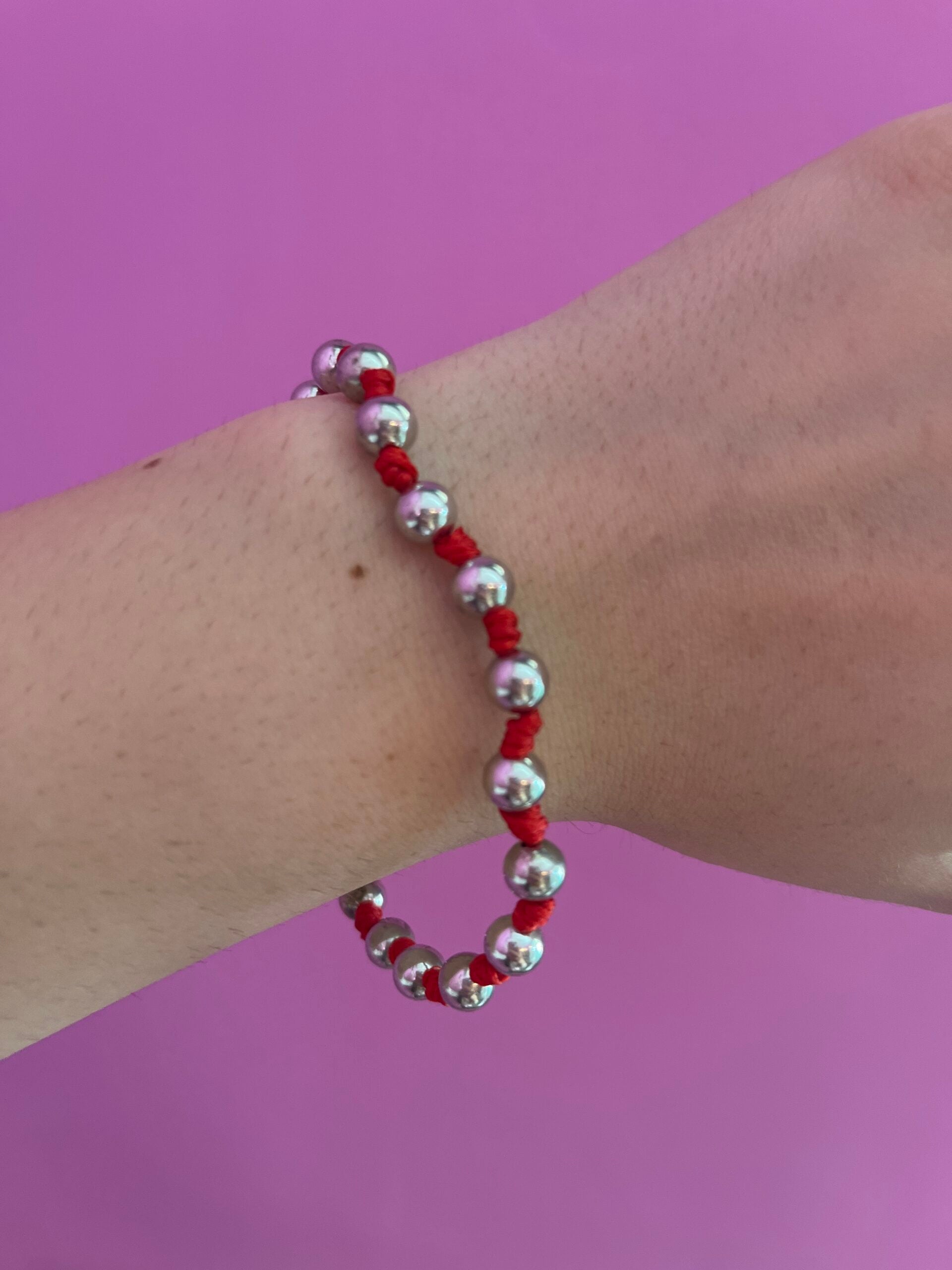NODINI - Bracciale con sfere in argento 925 e rosso