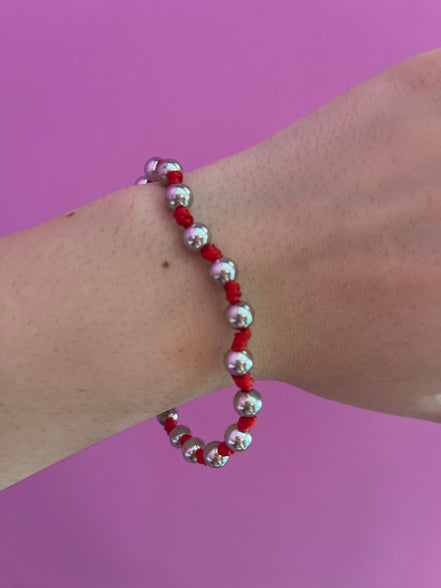 NODINI - Bracciale con sfere in argento 925 e rosso