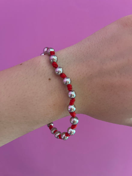 NODINI - Bracciale con sfere in argento 925 e rosso