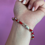 NODINI - Bracciale con sfere in argento 925 e rosso