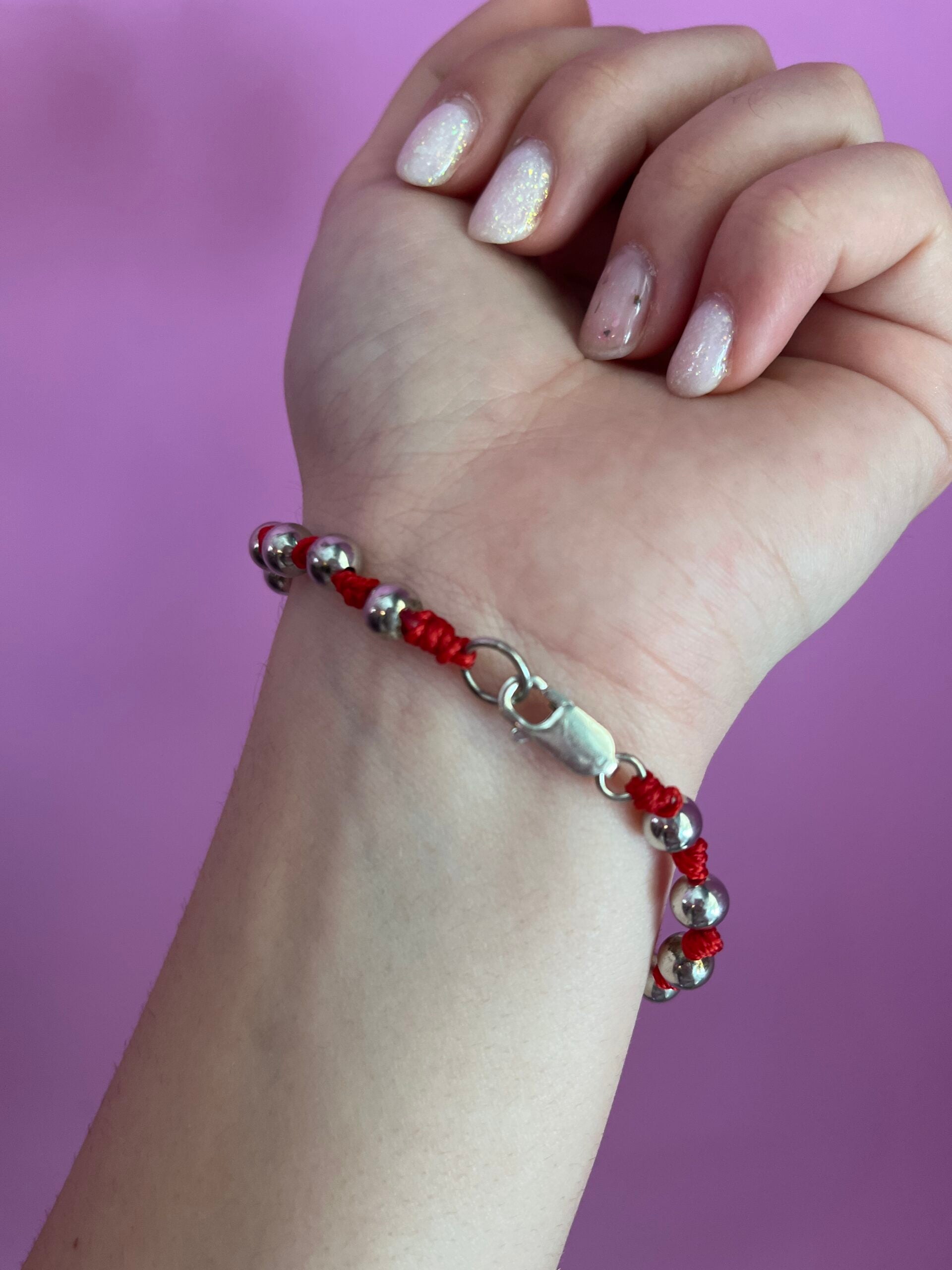 NODINI - Bracciale con sfere in argento 925 e rosso