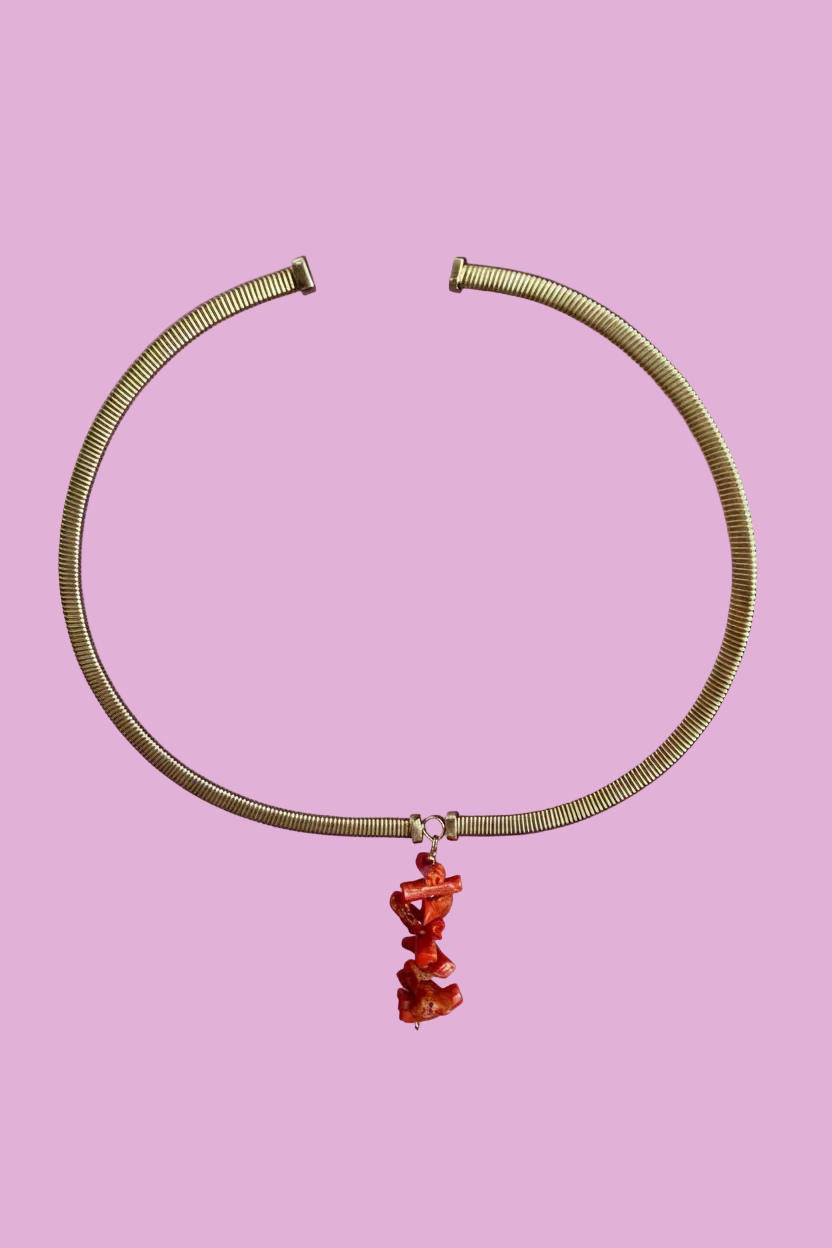 Collezione mediterranea - collana Slim Tubogas argento 925 con corallo naturale