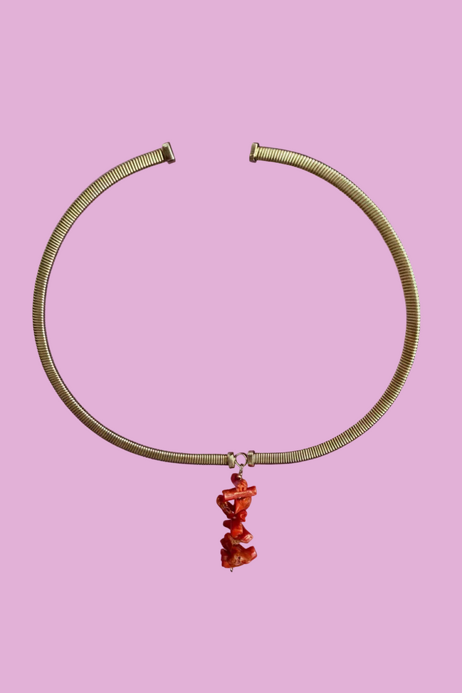 Collezione mediterranea - collana Slim Tubogas argento 925 con corallo naturale