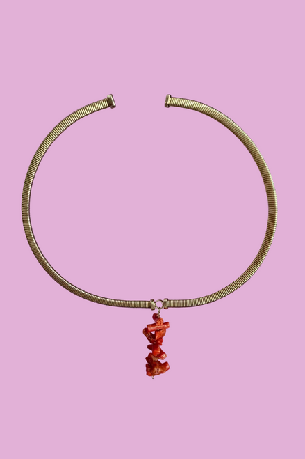 Collezione mediterranea - collana Slim Tubogas argento 925 con corallo naturale