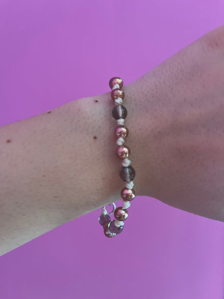 NODINI - Bracciale con topazio fumé e argento 925 placcato oro rosa