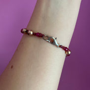 NODINI - Bracciale con giada fucsia e argento 925 placcato oro rosa