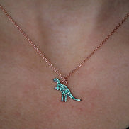 Collier Dinosauro  - argento 925 oro rosé con zirconi