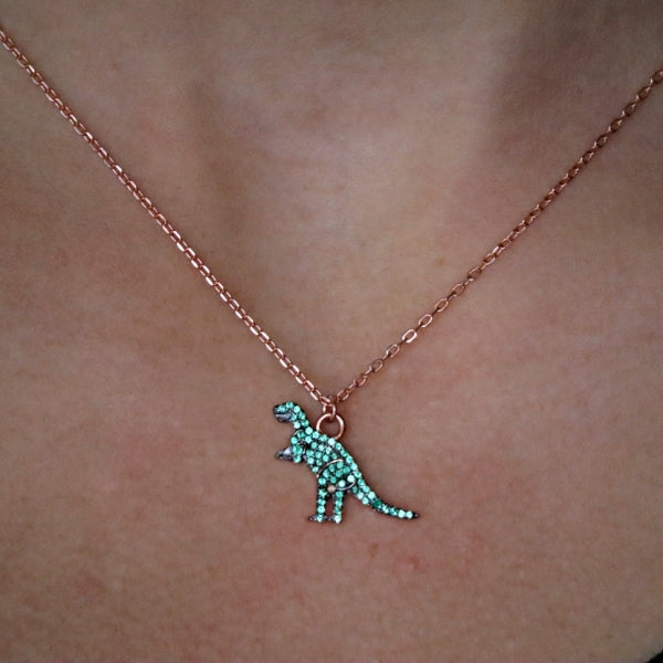 Collier Dinosauro  - argento 925 oro rosé con zirconi