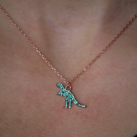 Collier Dinosauro  - argento 925 oro rosé con zirconi