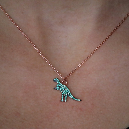 Collier Dinosauro  - argento 925 oro rosé con zirconi
