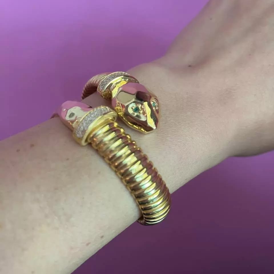 Bracciale TUBOGAS LIZARD contrarié con zirconi