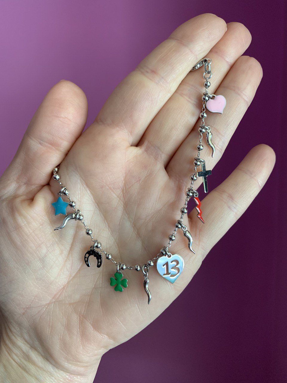 Bracciale argento 925 rodio PORTAFORTUNA