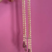 LILY - Collana 2 fili perle coltivate e gocce topazio fumé