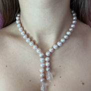 LILY Collana con perle rosa e gocce di quarzo rosa