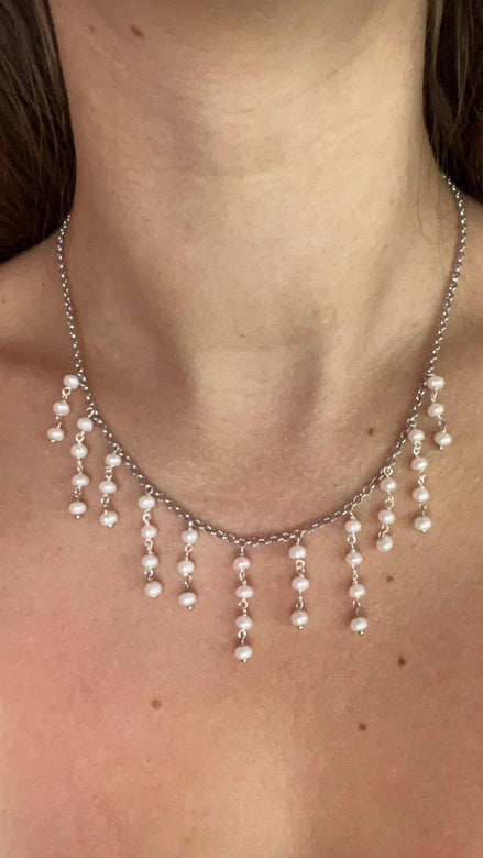 Collana cascata perle coltivate