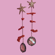 Collezione mediterranea - Orecchini stella marina corallo rosso e marcasite